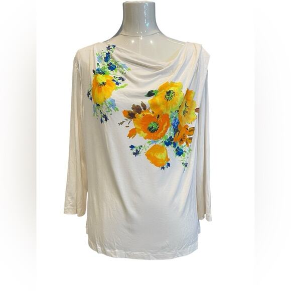 St. John Tops - St.John Floral Print White Top Size:L